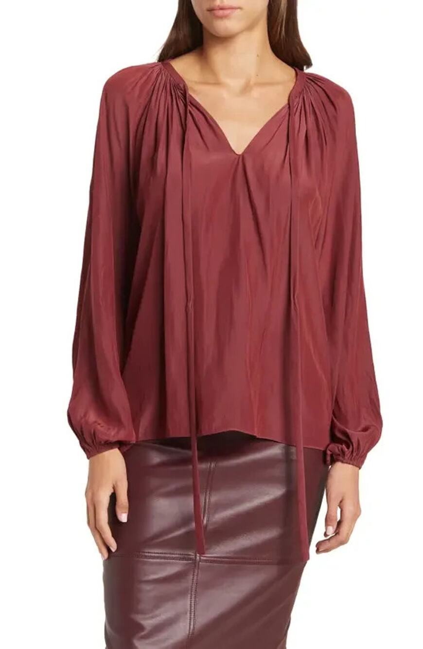 Anthropologie By Together Ramy Brook Paris Poet Copper Brown Blouse Sz L